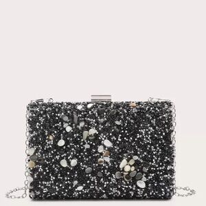 Boutique | Black Glitter Bling Rhinestone Clutch Purse